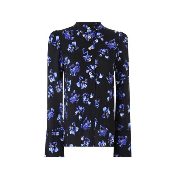 Proenza‎ Schouler Black and Blue Floral Blouse Women’s Size 4 - Picture 1 of 11